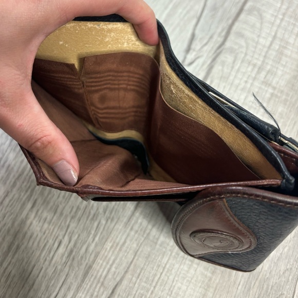 Vintage 90s Dooney & Bourke Black Brown Pebble Leather Tri-Fold Wallet Duck Logo - Picture 9 of 10